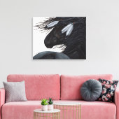 Majestueus Friesian Black Horse van BiHrle Canvas Afdruk (Insitu (Woonkamer))