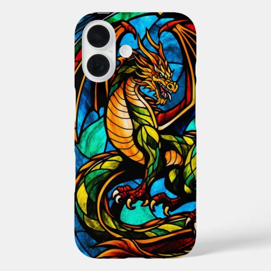 Majestueus Glas in lood Dragon Mythisch Meesterwer Case-Mate iPhone Case (Achterkant)