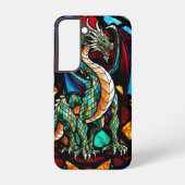 Majestueus Glas in lood Dragon Mythisch Meesterwer Samsung Galaxy Hoesje (Achterkant)