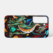 Majestueus Glas in lood Dragon Mythisch Meesterwer Samsung Galaxy Hoesje (Achterkant horizontaal)