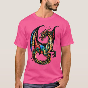 Majestueus Glas in lood Dragon Mythisch Meesterwer T-shirt