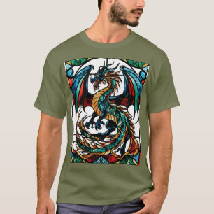 Majestueus Glas in lood Dragon Mythisch Meesterwer T-shirt