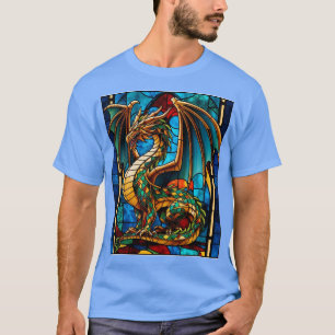 Majestueus Glas in lood Dragon Mythisch Meesterwer T-shirt