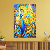Majestueus Glas in lood Peacock Art Nouveau stijl Canvas Afdruk (Insitu (Woonkamer))