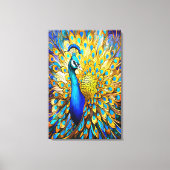 Majestueus Glas in lood Peacock Art Nouveau stijl Canvas Afdruk (Voorkant)