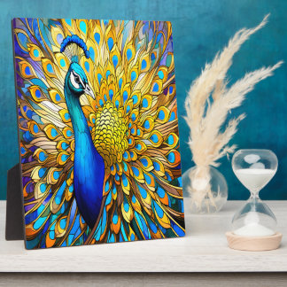 Majestueus Glas in lood Peacock Art Nouveau stijl Fotoplaat