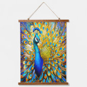 Majestueus Glas in lood Peacock Art Nouveau stijl Hangend Wandkleed (Voorkant)