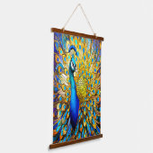 Majestueus Glas in lood Peacock Art Nouveau stijl Hangend Wandkleed (Gebogen)