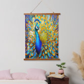 Majestueus Glas in lood Peacock Art Nouveau stijl Hangend Wandkleed (Slaapkamer)