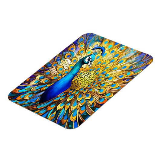 Majestueus Glas in lood Peacock Art Nouveau stijl Magneet (Linkerzijde)