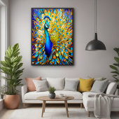Majestueus Glas in lood Peacock Art Nouveau stijl Perfect Poster
