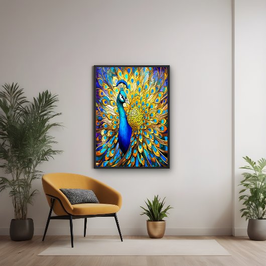 Majestueus Glas in lood Peacock Art Nouveau stijl Perfect Poster
