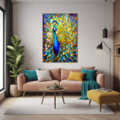 Majestueus Glas in lood Peacock Art Nouveau stijl Poster