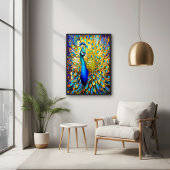 Majestueus Glas in lood Peacock Art Nouveau stijl Poster