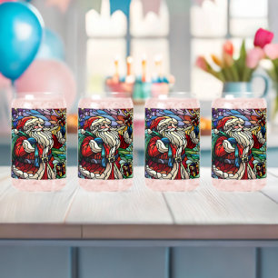 Majestueus Glas in lood Santa en Reindeerts