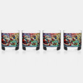 Majestueus Glas in lood Santa en Reindeerts (Voorkant)