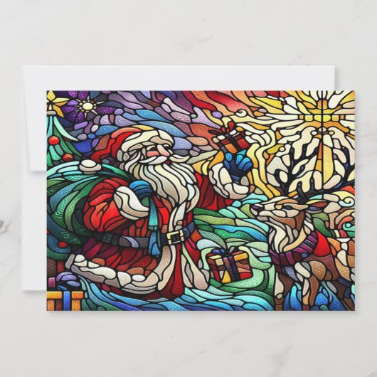 Majestueus Glas in lood Santa en Reindeerts Bedankkaart (Voorkant)