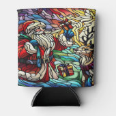 Majestueus Glas in lood Santa en Reindeerts Blikjeskoeler (Voorkant)