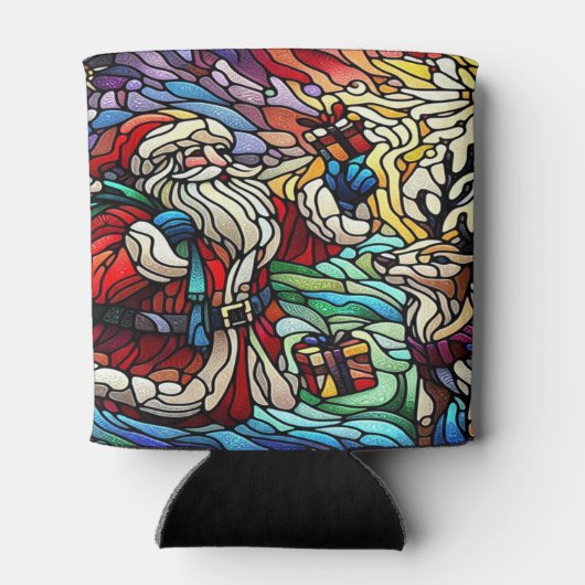 Majestueus Glas in lood Santa en Reindeerts Blikjeskoeler (Achterkant)