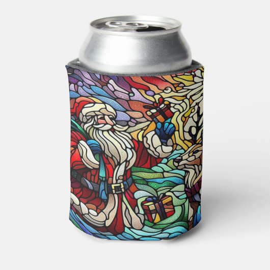 Majestueus Glas in lood Santa en Reindeerts Blikjeskoeler (Blikje Achterkant)