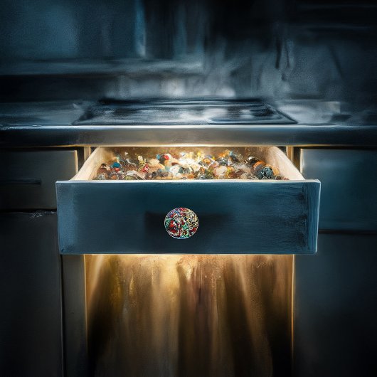 Majestueus Glas in lood Santa en Reindeerts Keramische Knop