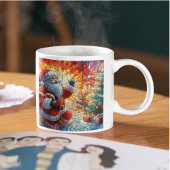 Majestueus Glas in lood Santa en Reindeerts Tweekleurige Koffiemok