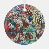 Majestueus Glas in lood Santa en rendieren Glas Ornament (Voorkant)