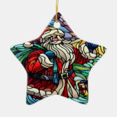 Majestueus Glas in lood Santa en rendieren Keramisch Ornament (Voorkant)