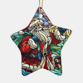Majestueus Glas in lood Santa en rendieren Keramisch Ornament (Links)
