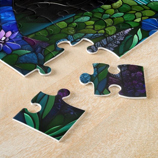 Majestueus Glazen in lood Man met leeuw Legpuzzel (Zijkant)