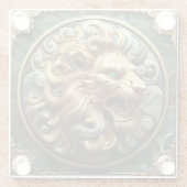 Majestueus gouden leeuw embleem ontwerp glazen onderzetter (Achterkant)