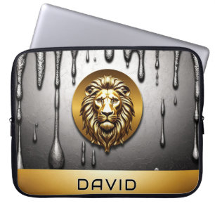 Majestueus Gouden Leeuw Natuur Symbool 🦁 Laptop Sleeve