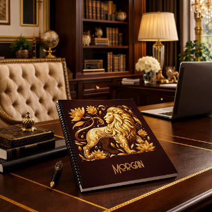 Majestueus Gouden Leeuw Spiraalschrift Notitieboek
