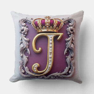 Majestueus gouden monogram met kroon op koninklijk kussen