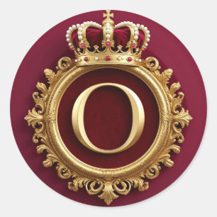 Majestueus gouden monogram met kroon op koninklijk ronde sticker