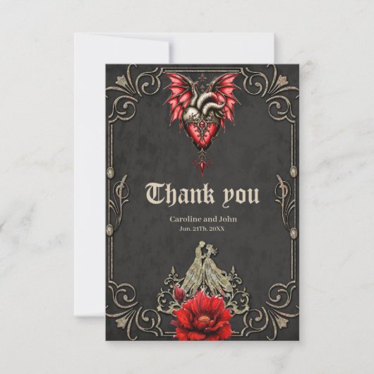 Majestueus hart, een gotische Romance Bedankkaart (Voorkant)