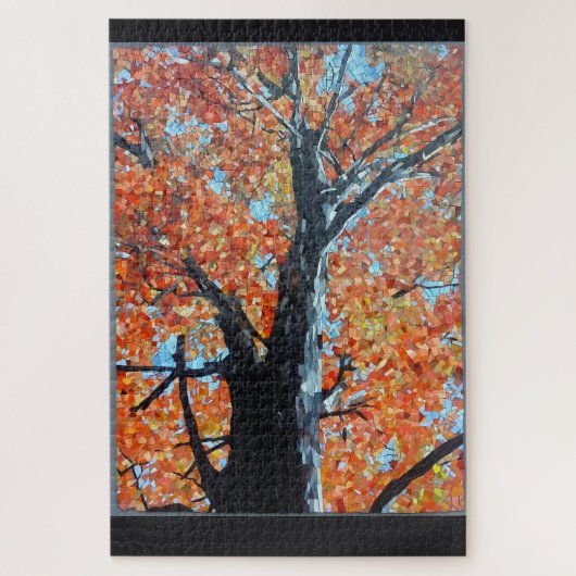 Majestueus herfstboom mozaïek ontwerp legpuzzel (Verticaal)