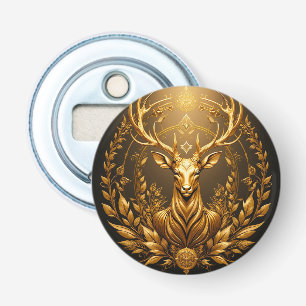 Majestueus hert gouden embleem bosland kam button flesopener