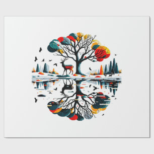 Majestueus hert in besneeuwd winterbos cadeaupapier