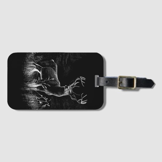 Majestueus hert in de wildernis - Black & White Ar Bagagelabel (Voorkant (horizontaal))