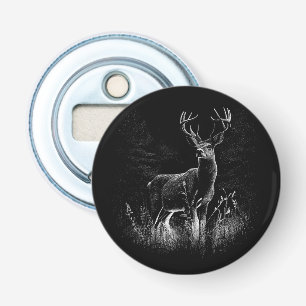 Majestueus hert in de wildernis - Black & White Ar Button Flesopener