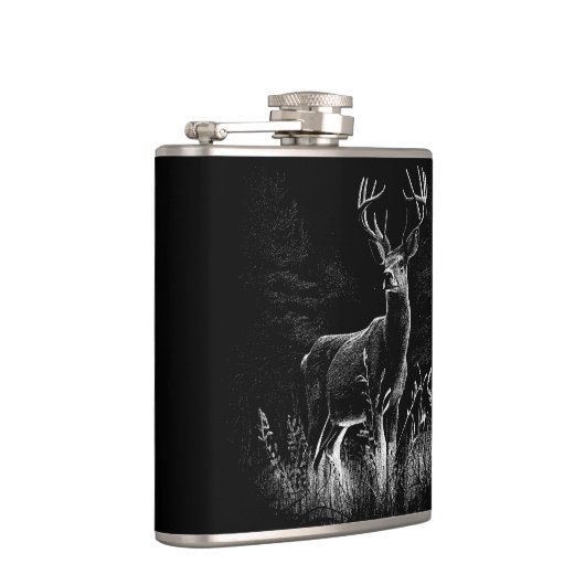 Majestueus hert in de wildernis - Black & White Ar Heupfles (Rechts)