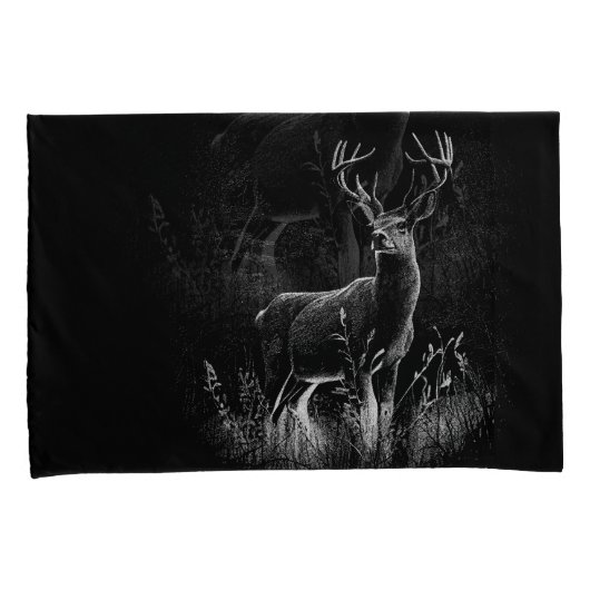 Majestueus hert in de wildernis - Black & White Ar Kussensloop (Voorkant-Rechts)