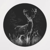 Majestueus hert in de wildernis - Black & White Ar Labels (Design 2)