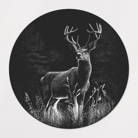 Majestueus hert in de wildernis - Black & White Ar Labels (Design 2)