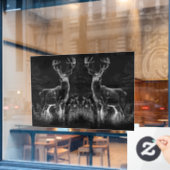 Majestueus hert in de wildernis - Black & White Ar Raamsticker (Cafe Raam)