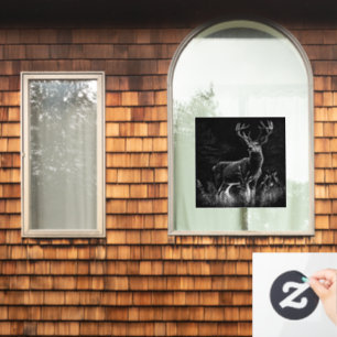 Majestueus hert in de wildernis - Black & White Ar Raamsticker
