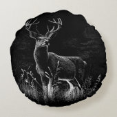 Majestueus hert in de wildernis - Black & White Ar Rond Kussen (Achterkant)