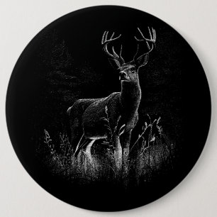 Majestueus hert in de wildernis - Black & White Ar Ronde Button 6,0 Cm