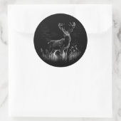 Majestueus hert in de wildernis - Black & White Ar Ronde Sticker (Tas)